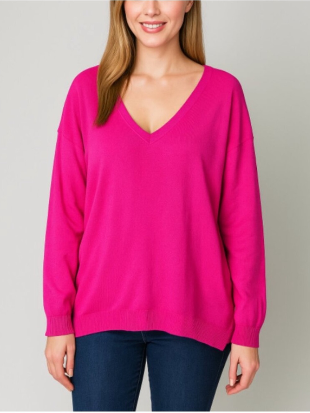 DAVI & DANI Women’s Pink V-Neck Pullover Sweater